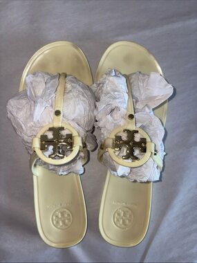 Tory Burch Yellow Logo Jelly Sandals